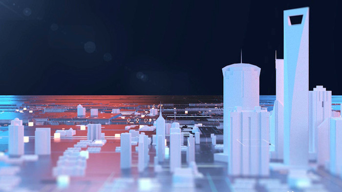 高端震撼3D光效城市商务背景视频2