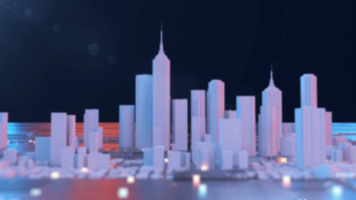 高端震撼3D光效城市商务背景视频5