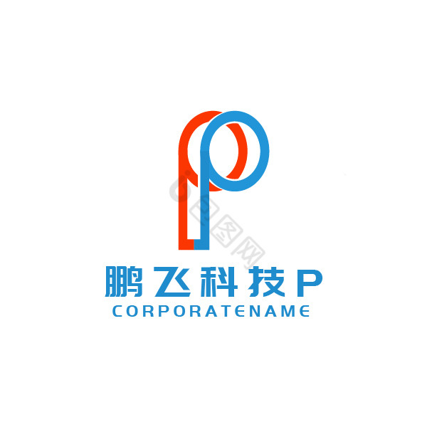 科技互联网字母p标志商标图片