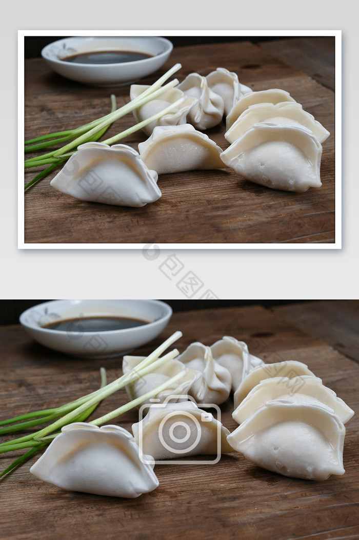 水饺油碟小葱木桌图片图片