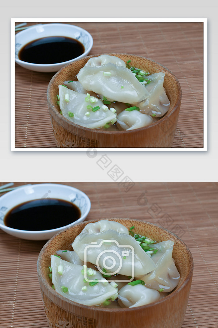 水饺油碟木碗小葱图片图片