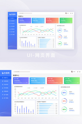 蓝色简约大气后台数据可视化管理界面