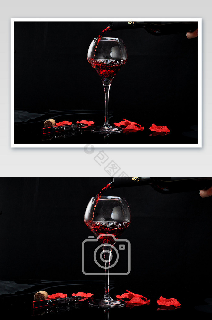 红葡萄酒杯花瓣倒酒图片图片