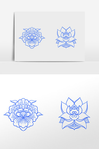 古典花纹青花瓷花纹