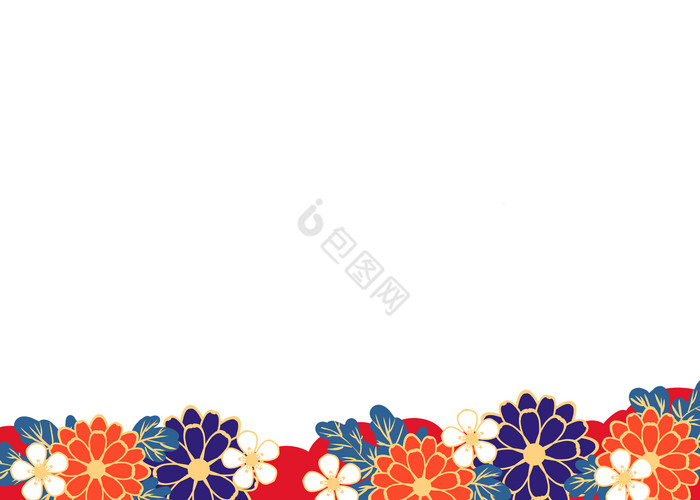 日式和风樱花花朵底边图片