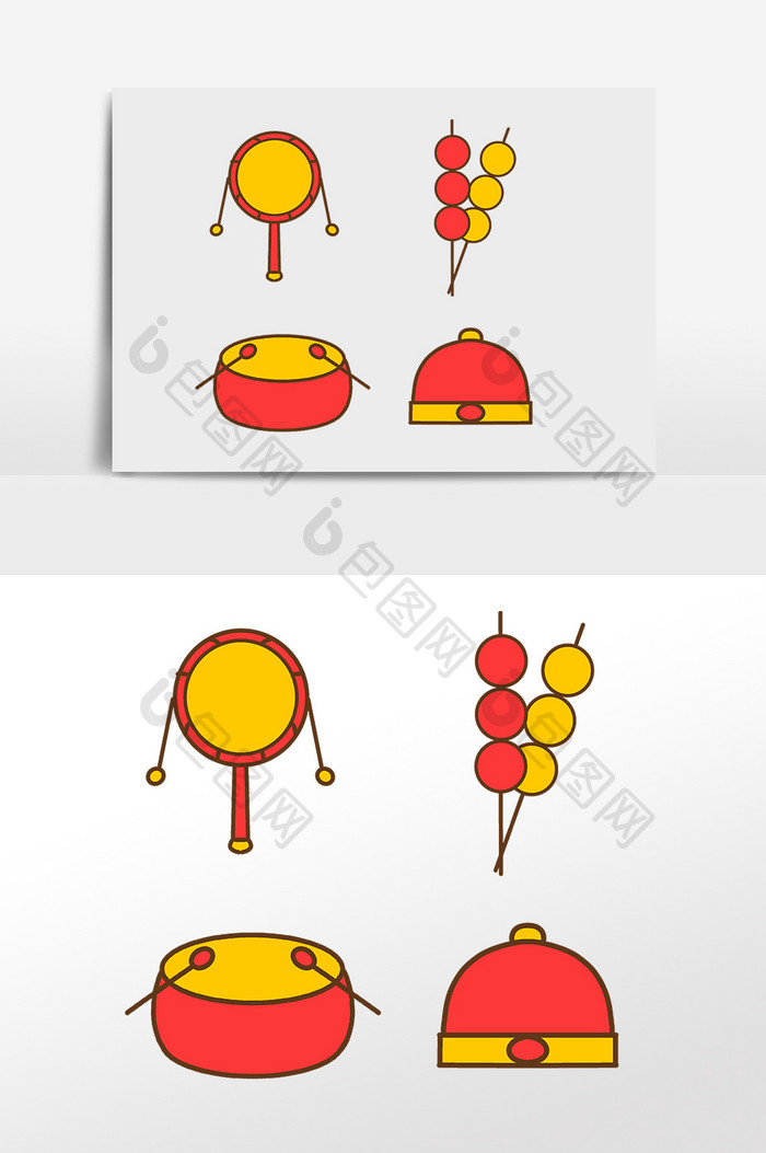 新年拨浪鼓串串小鼓图标