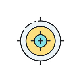 黄绿色线性填充商务办公瞄准icon图标