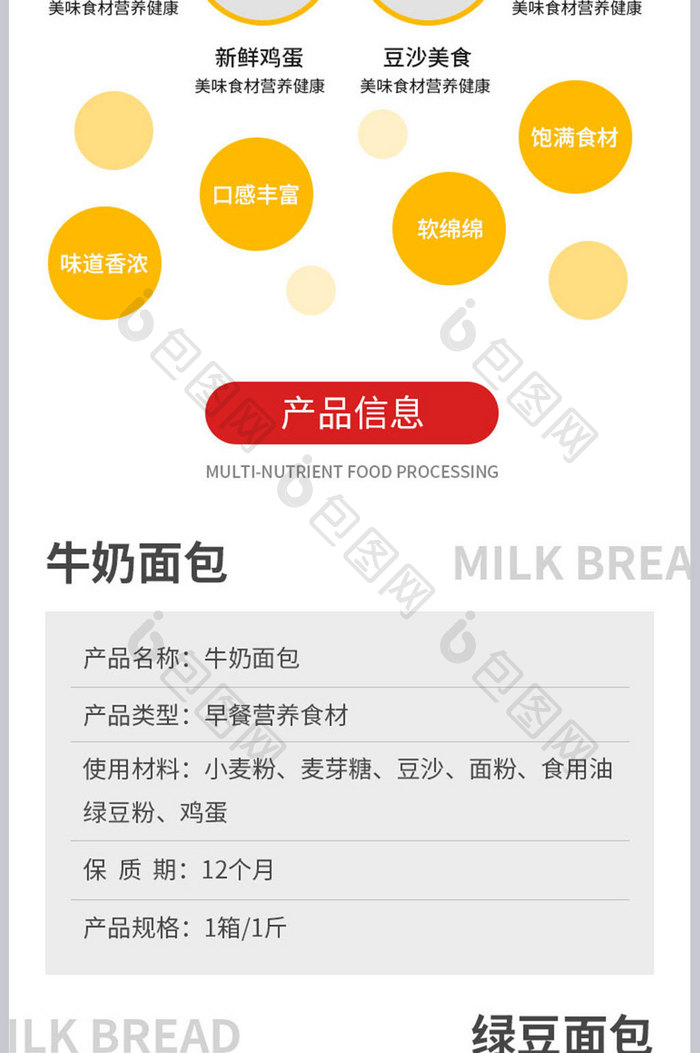牛奶面包营养早餐食材健康绿色加工食品详情