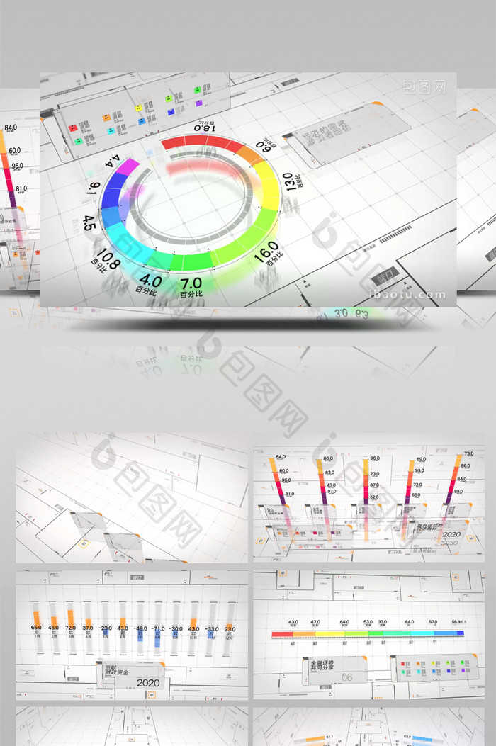 3D数据HUD信息图表分析动画AE模板