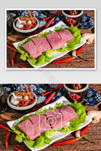 餐饮食材里脊肉摄影图图片