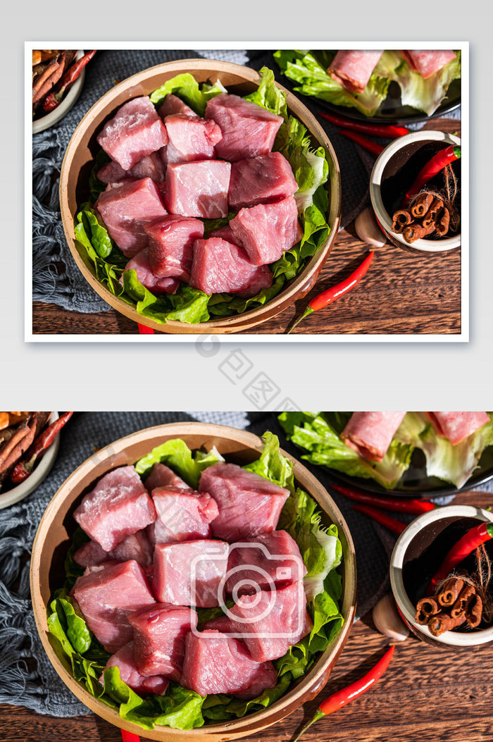 里脊肉肉块摄影图