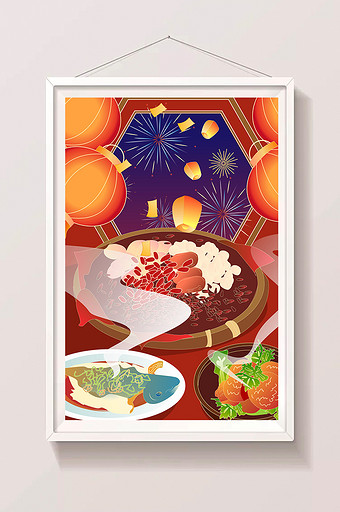 中国风传统美食插画矢量图图片