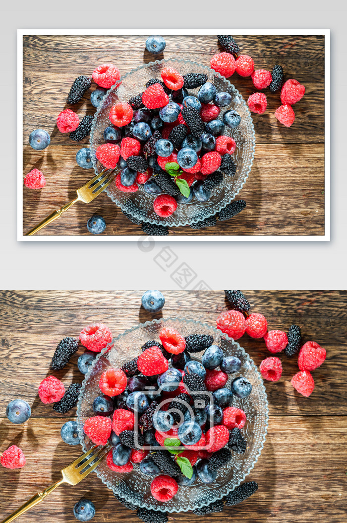 蓝莓和树莓摄影图图片图片