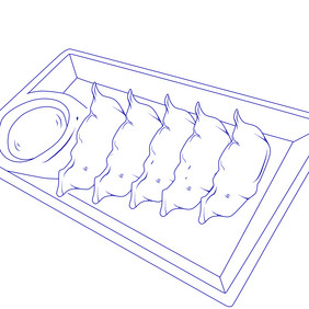 蓝色线描冬至饺子