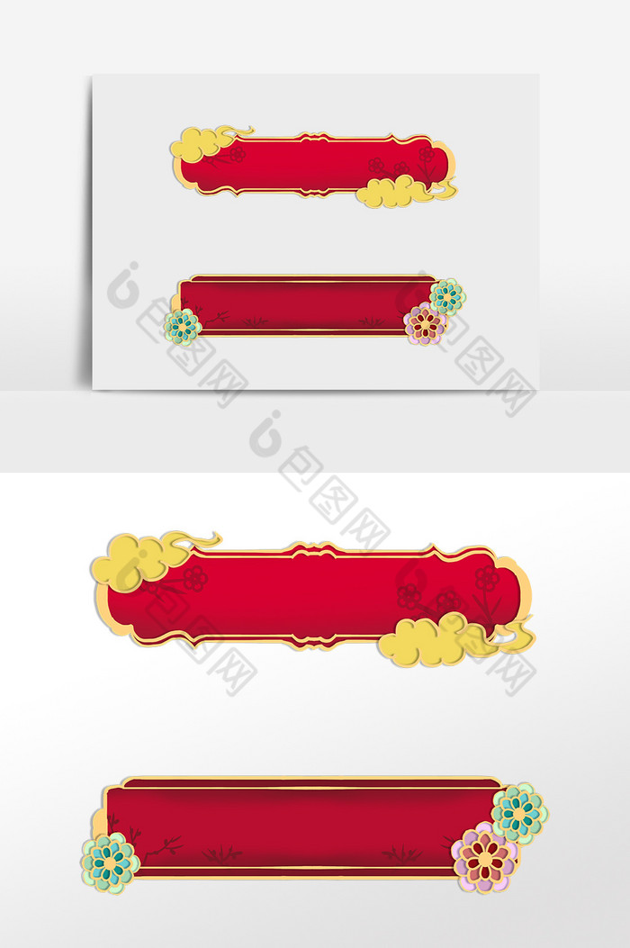 新年春节中式标签标题框图片图片