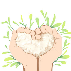 手捧粮食大米稻米图片