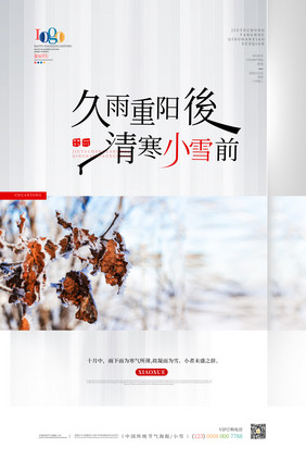 简约小雪节气创意字体排版海报