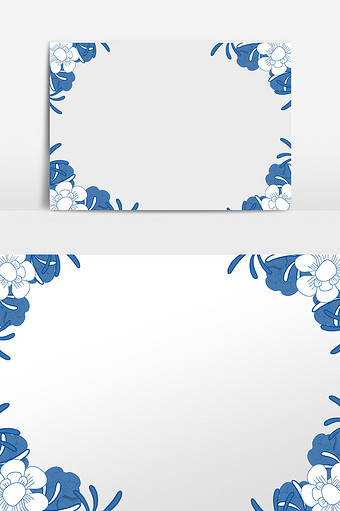 蓝色青花瓷花边边框