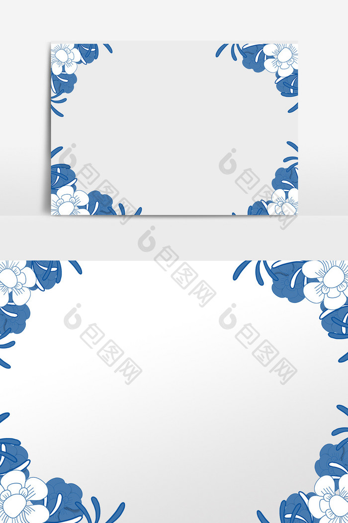 蓝色青花瓷花边边框