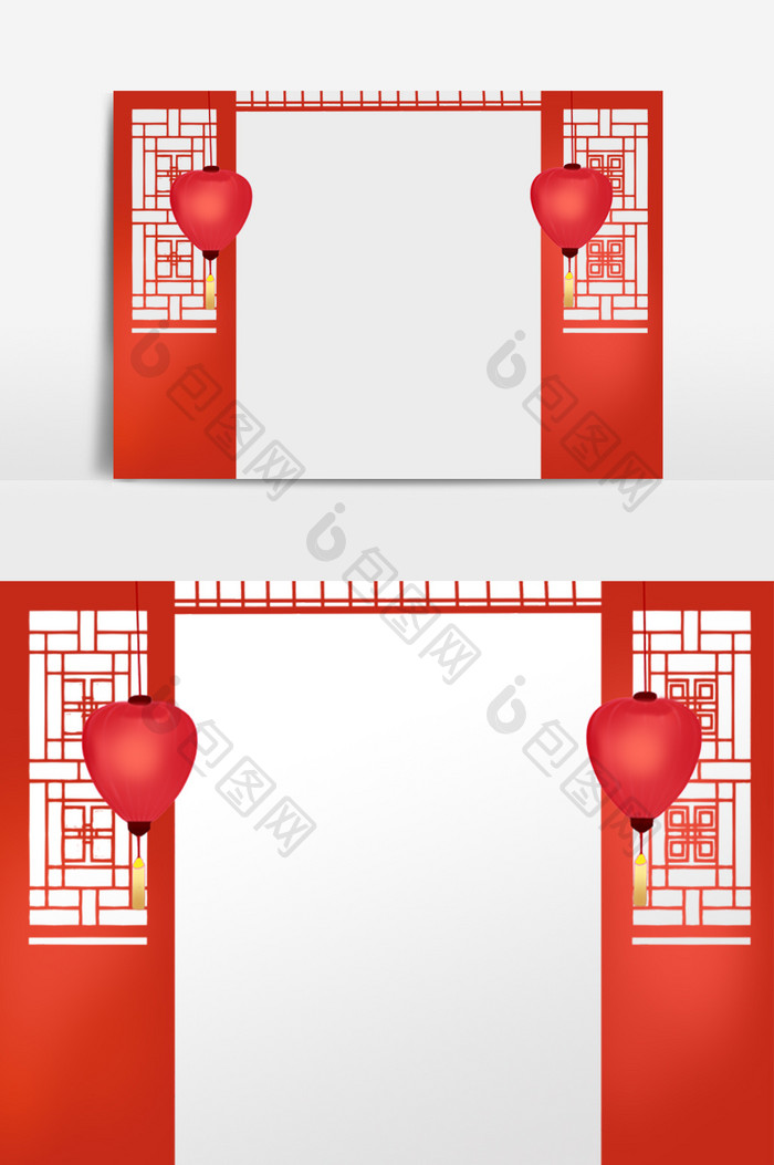新年中式喜庆灯笼门框