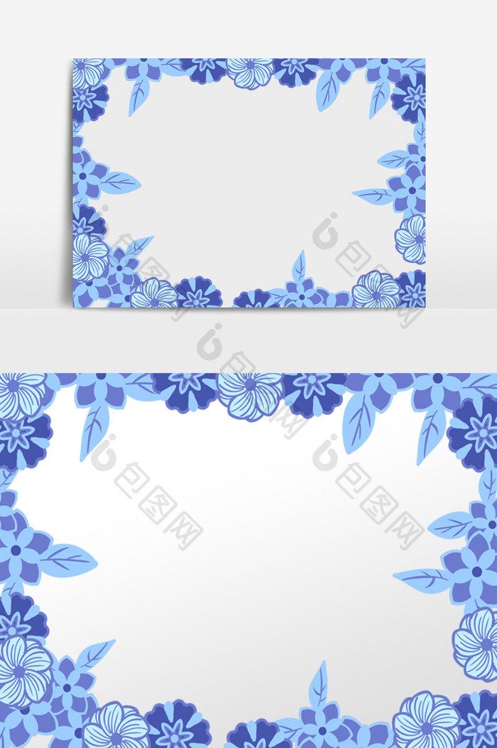 古典蓝色青花瓷花纹