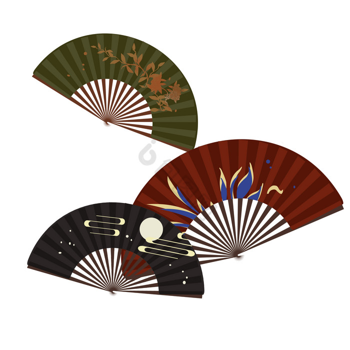 荷花扇面画图片-荷花扇面画图片模板 