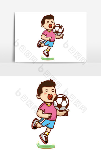 足球少年卡通运动元素图片