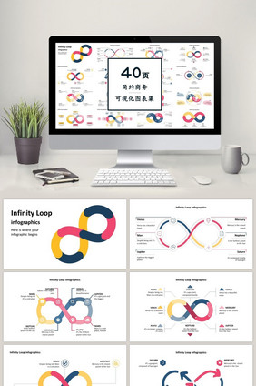 彩色循环图表40页PPT图表合集