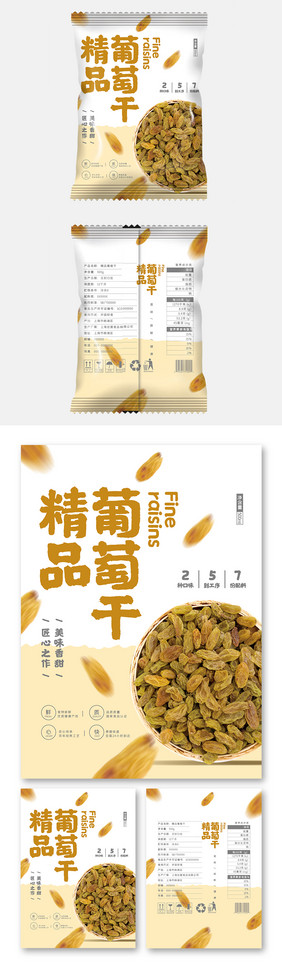 简约大气精品葡萄干食品零食小吃包装设计