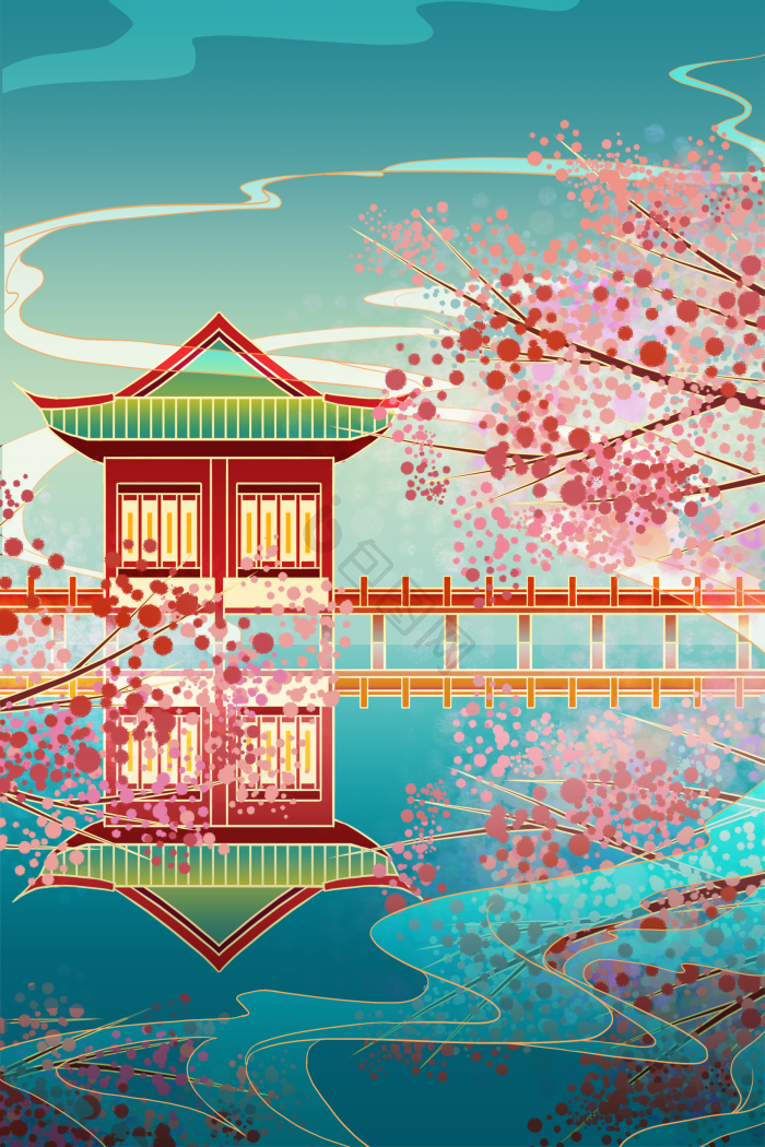 中国建筑插画图片-包图网