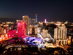 航拍广西柳州城市夜景摄影图片