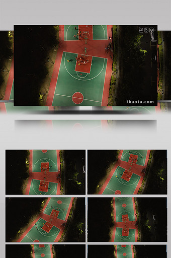 4K夜间夜晚体校篮球场打篮球人群图片