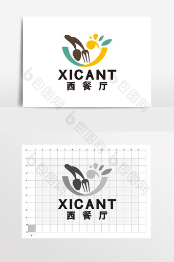 西餐厅快餐馆刀叉LOGO标志VI蔬菜图片