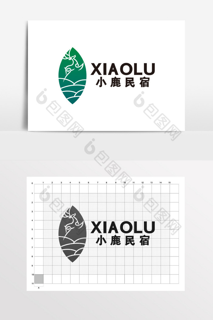 小鹿民宿叶子茶楼茶馆LOGO标志VI图片图片