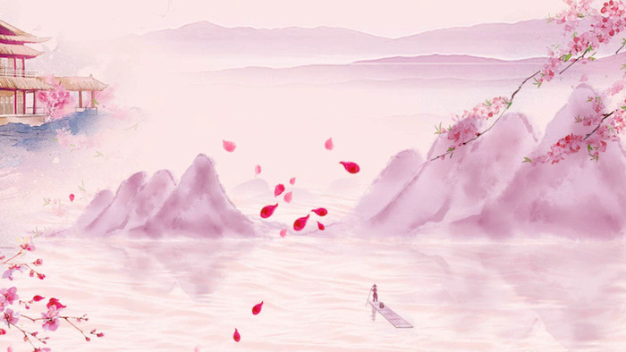 典雅高端中国风粉色山水背景视频