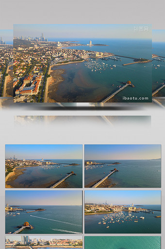4K航拍青岛栈桥海边实拍视频宣传片图片