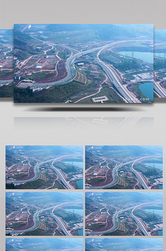 4K航拍经济开发区高速公路车流互通图片