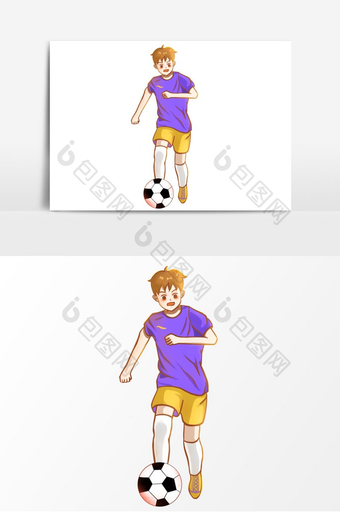 足球小子踢球足球少年元素