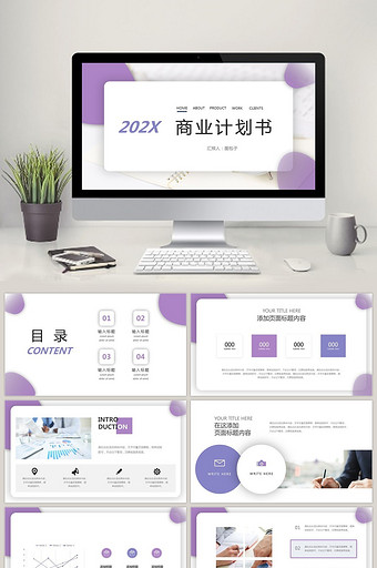 202X紫色简约商业计划书PPT模板图片