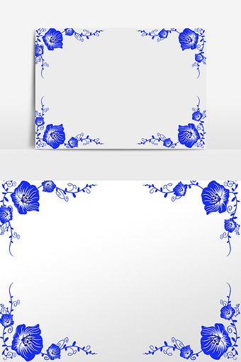 青花瓷蓝色花纹边框