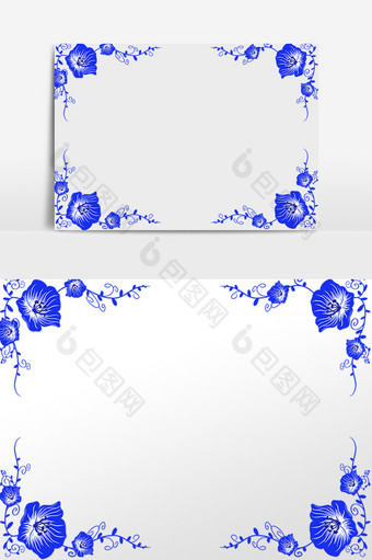 青花瓷蓝色花纹边框图片