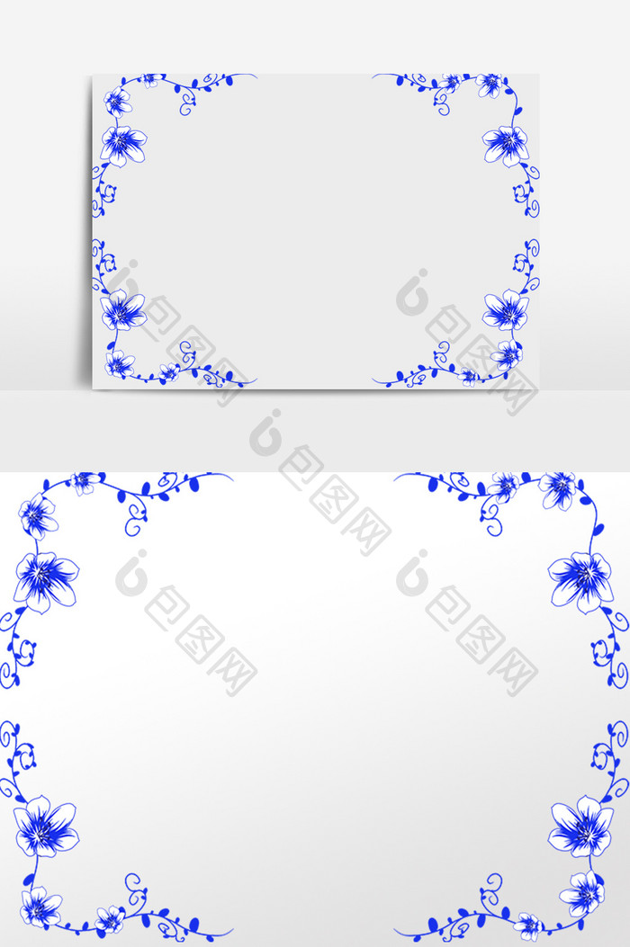 中国古典青花花纹边框