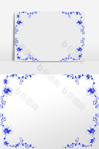 中国古典青花花纹边框图片