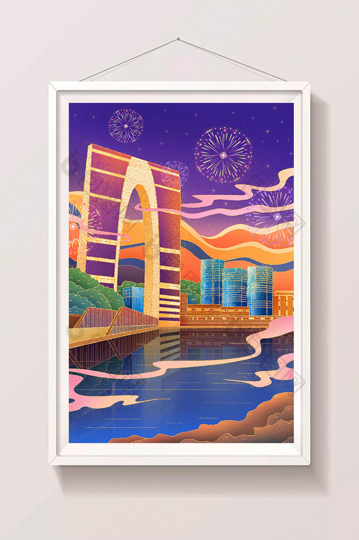 城市苏州东方之门大秋裤插画