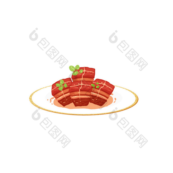 鎏金手绘杭州东坡肉小吃动图GIF