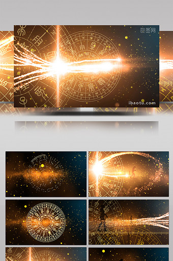 震撼金色中国风日晷宇宙宣传片片头AE模板图片