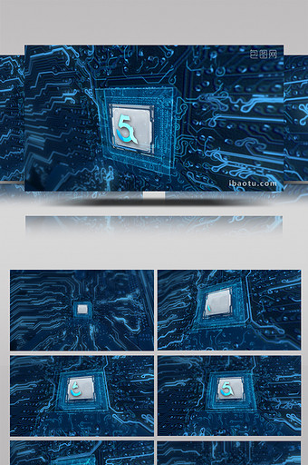 发光电路板高科技芯片logo开场AE模板图片