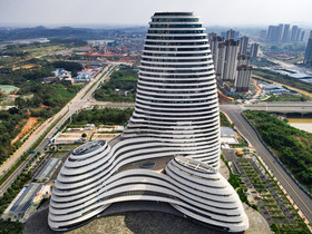 航拍广西广播电视台大楼地标建筑片