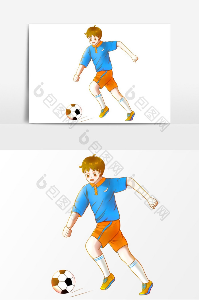 踢球足球少年足球小子元素