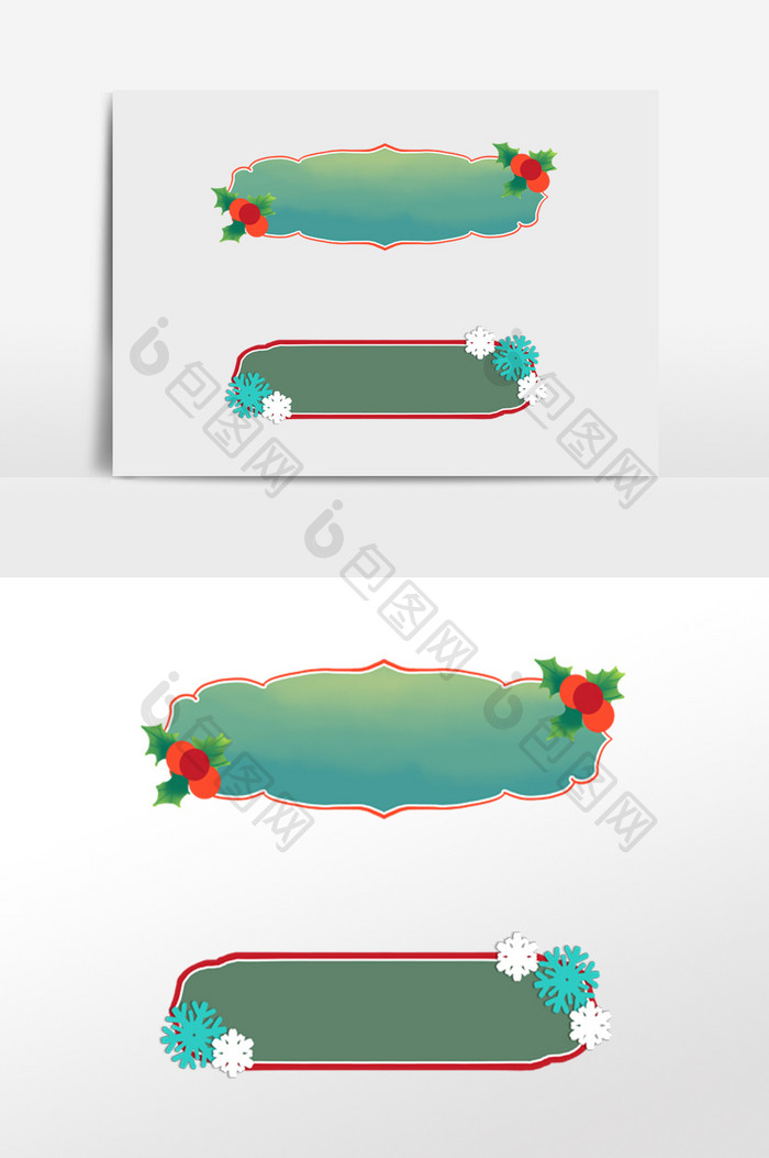 圣诞节雪花标签标题框